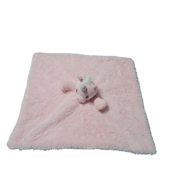 Trend Lab Shimmer Unicorn Lovey Security Blanket Pink White Baby Soother Toy - Picture 2 of 5